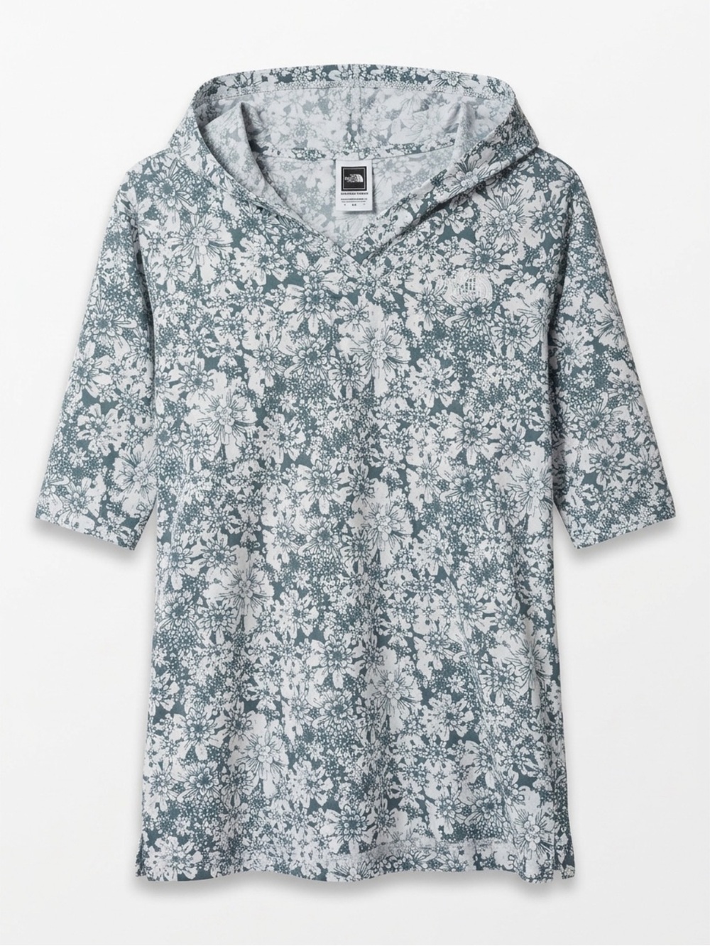The North Face Women's Floral Hooded Tee in White and Grey